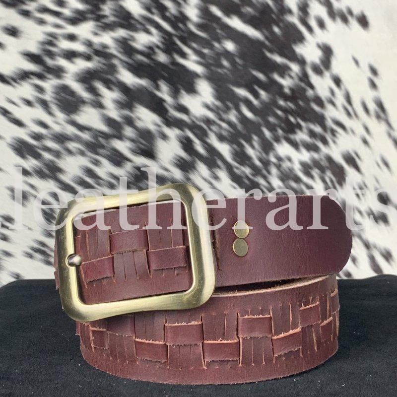 Fancy Distressed Natural Leather Belt